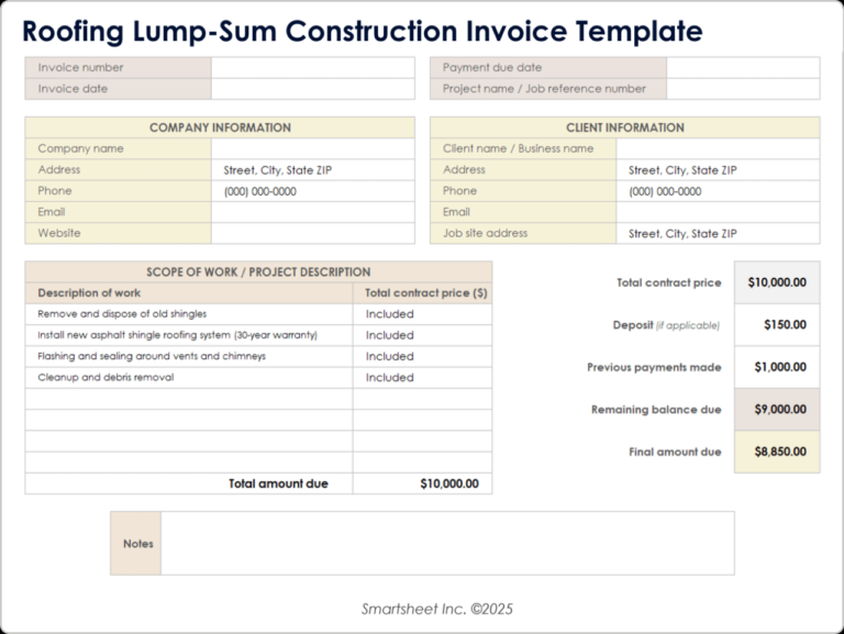 Free Construction Invoice Templates for Excel