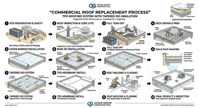 The Commercial Roof Replacement Process: All 10 Steps | Ocean Group ...